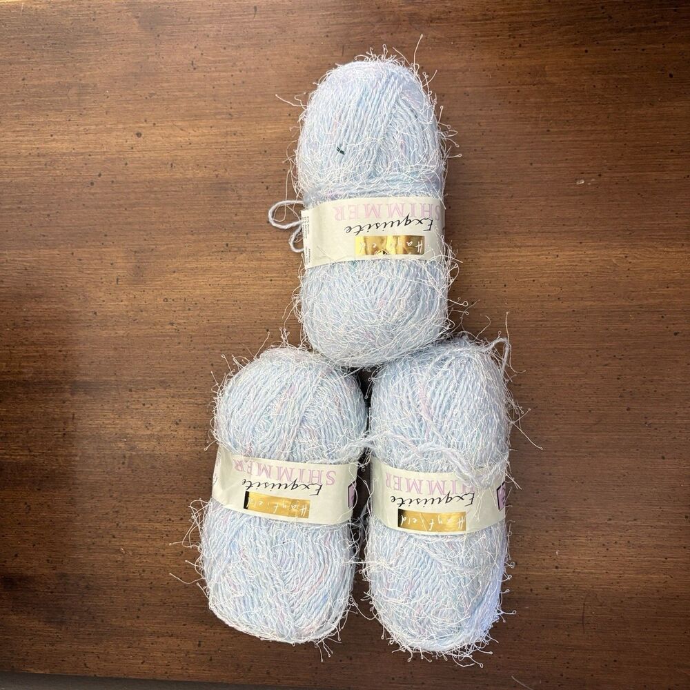 Hanfield Exquisite Shimmer Pastel Yarn 3 Skeins Machine Washable Made In England